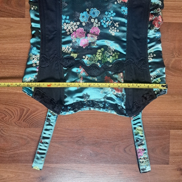 Tripp Rare Vintage Bustier Top Teal Oriental Print Satin Medium - Picture 9 of 12
